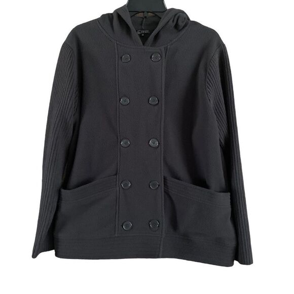 Effeci Creazioni Charcoal Gray Fleece Hooded Winter Jacket Size XL - Picture 1 of 10